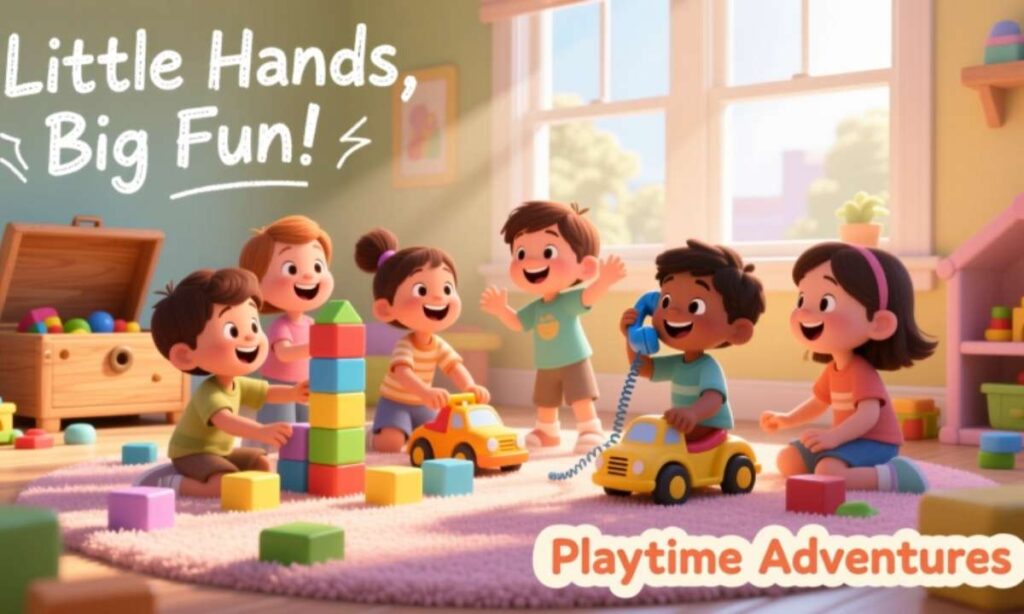Captions for Kids Playing with Toys